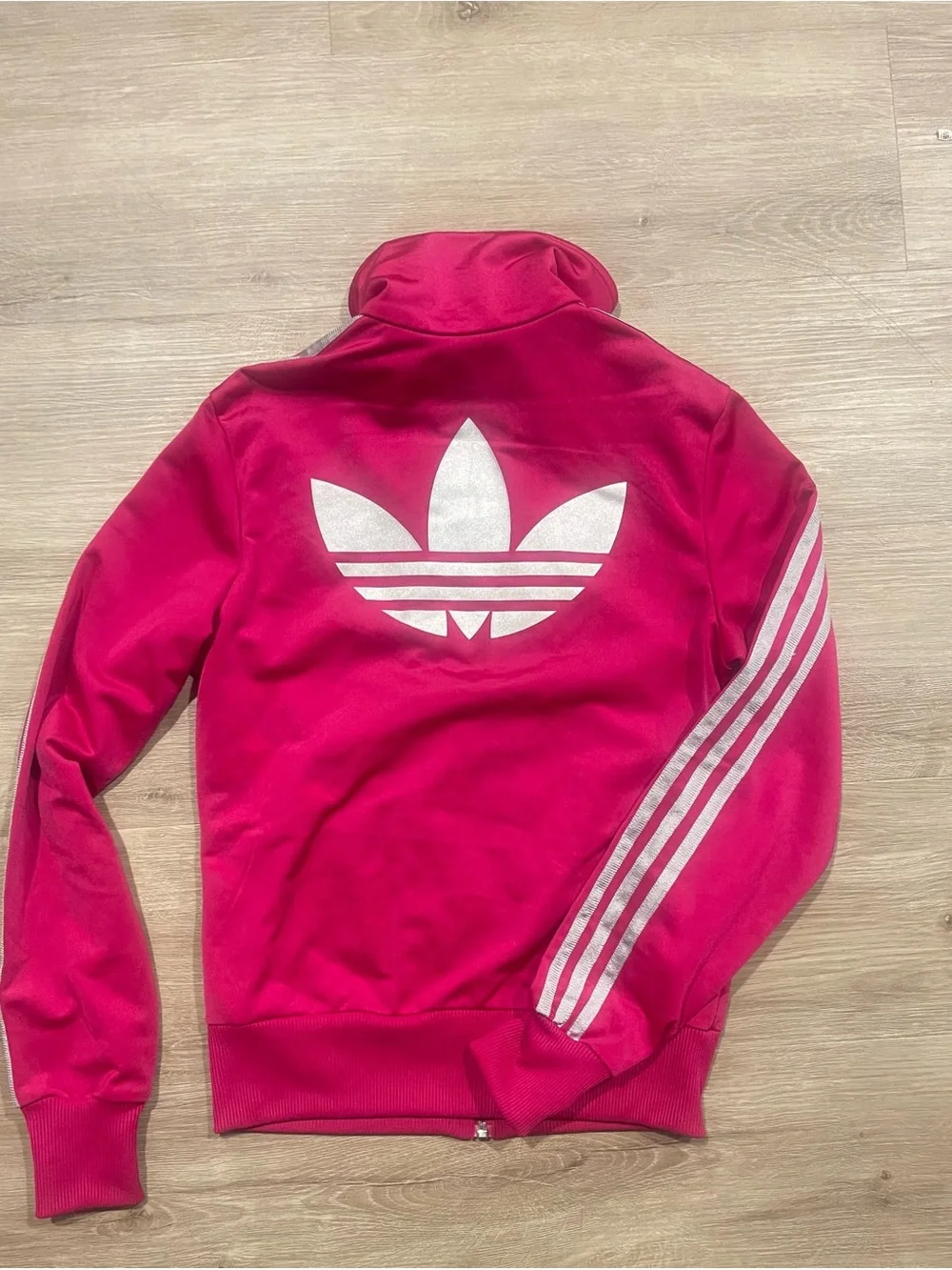 adidas Hot Pink Track Jacket with White 3-Stripes